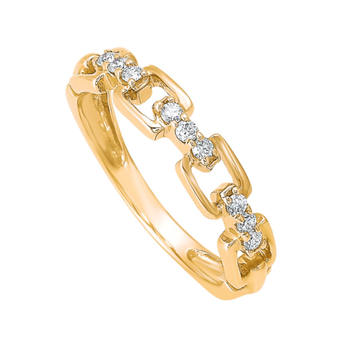 Yellow Gold Link Design Diamond Ring