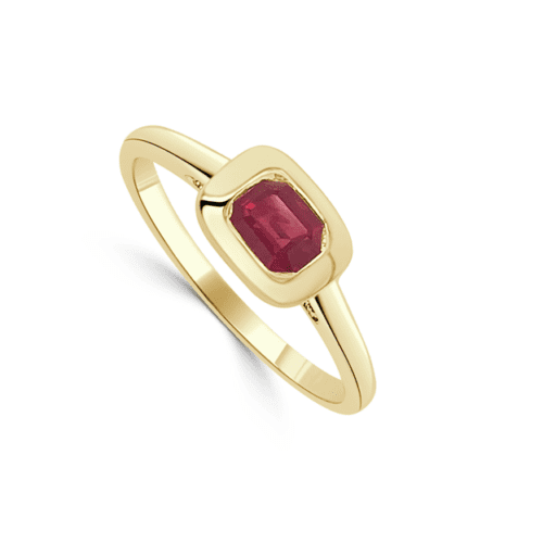 Solitaire Ruby Yellow Gold Ring