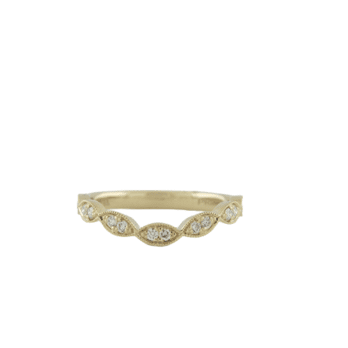 Yellow Gold Curved Marquise Shapes Diamond Wedding Band