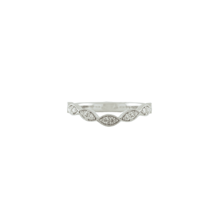 White Gold Curved Marquise Shapes Diamond Wedding Band