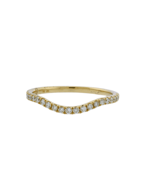 curved diamond band yellow gold