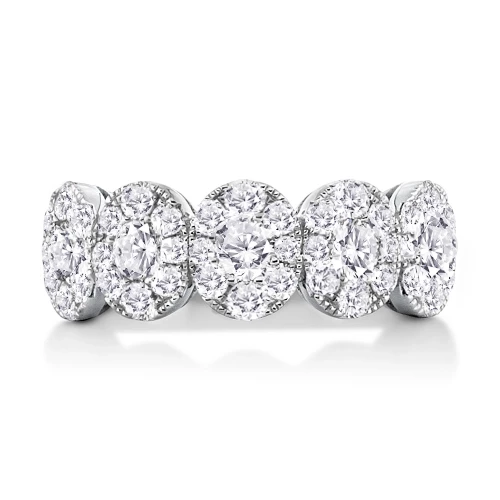 Oval Shaped Diamond Cluster Band in White Gold