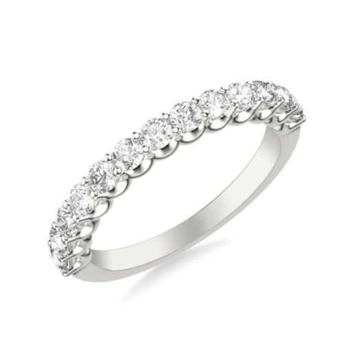 Diamond Wedding band in white gold, shared prong straight row