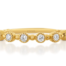 yellow gold ring with bezel set round diamonds, stackable band