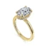 all yellow gold diamond engagement ring with hidden halo of diamonds and oval center