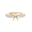 prong set straight row diamond engagement ring in yellow gold