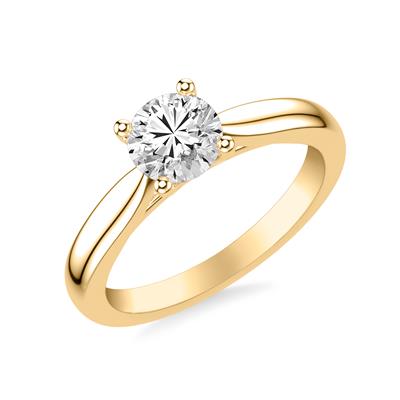yellow gold diamond solitaire engagement ring with 4 prong yellow gold head
