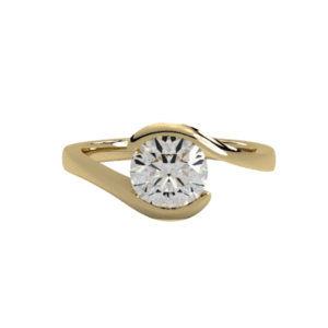 yellow gold bypass design solitaire ring
