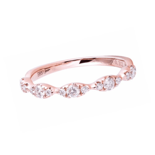 Round diamonds set in Marquise shapes, rose gold ring