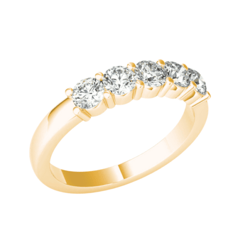 lab grown diamond 5 stone band in yellow gold