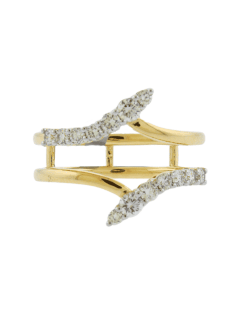 yellow gold ring jacket with diamonds