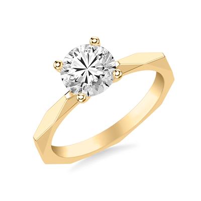 angled engagement ring in high polish solitaire style