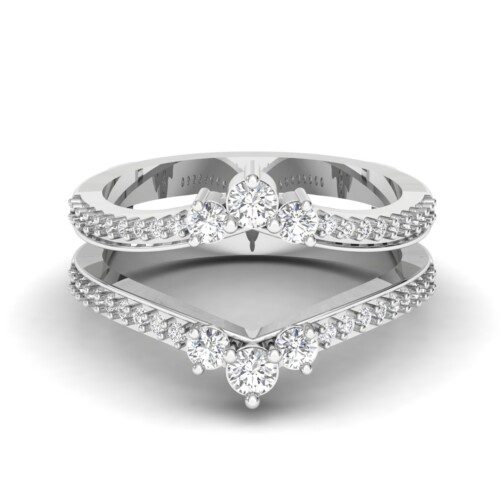 white gold open design ring jacket with diamonds