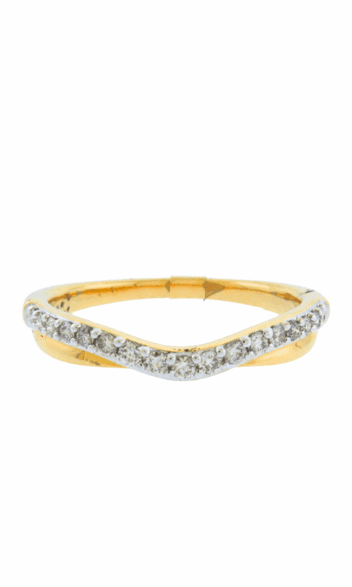 curved design diamond band in yellow gold