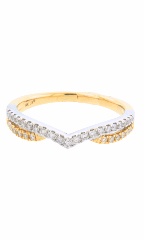 white and yellow gold curved design double layer diamond wedding band