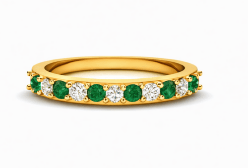 emerald and round alternating band in yellow