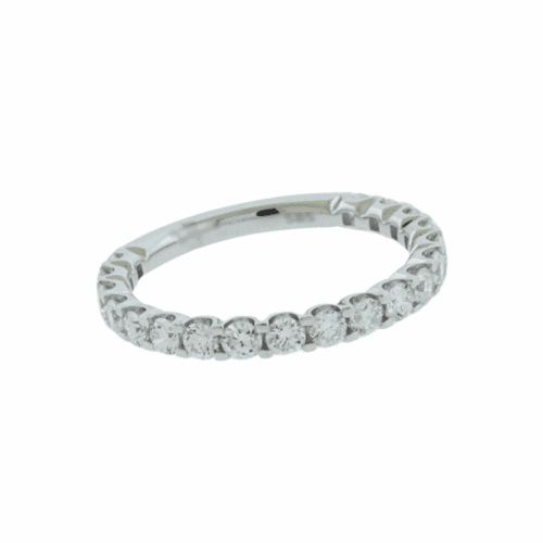 classic straight row diamond prong set band in white gold