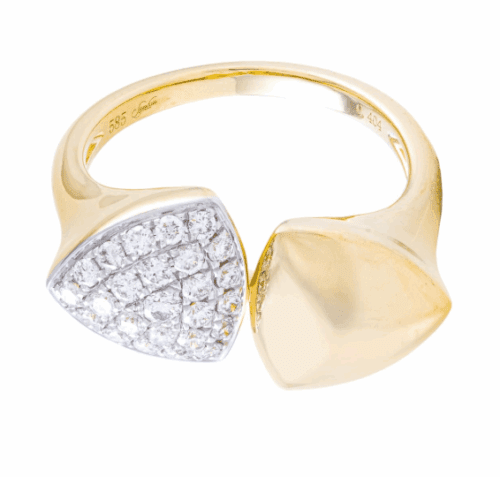 double triangle design yellow gold fashion ring