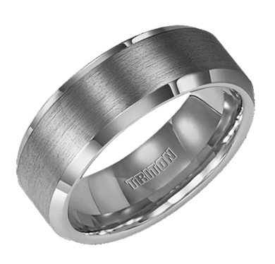 brush center high polish bevel edges in dark tungsten 8mm