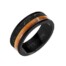 Black Tungsten wedding band with wood inlay and carbon fiber inlay