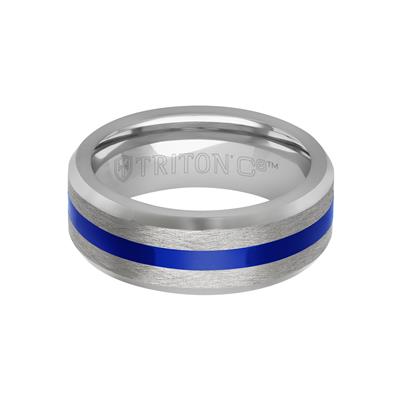 gray tungsten with a blue ceramic inlay