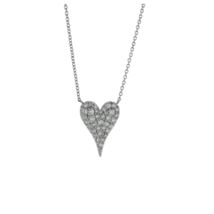 pointy heart lab grown diamonds necklace in white gold