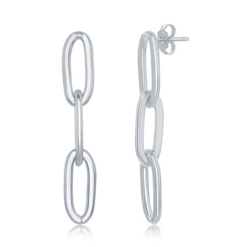 Sterling Silver Paperclip Chain Earrings with Post