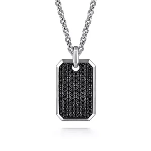 Black Spinel Dog Tag Pendent on chain
