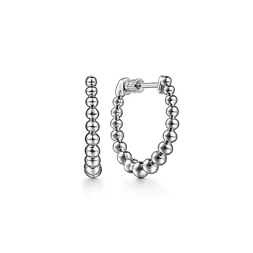 Sterling Silver beaded style hoop earrings