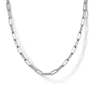 Paperclip style chain necklace in sterling silver