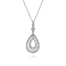 sterling silver fashion necklace with teardrop shape and beaded design and white sapphires