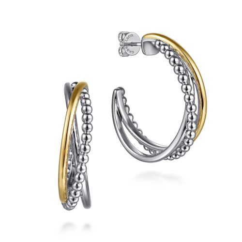 two-tone multi row bujukan style j hoop earrings
