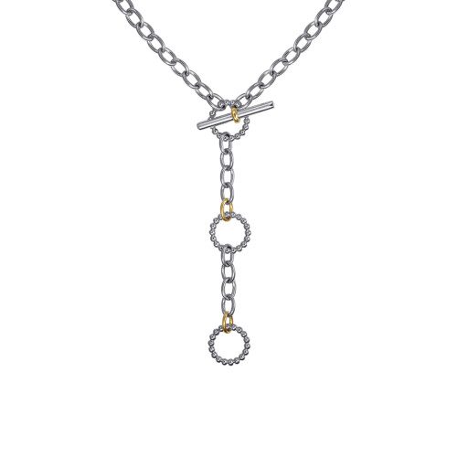 toggle and bujukan design necklace in two-tone sterling silver and yellow gold