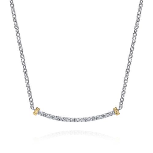 sterling silver and yellow gold two-tone necklace with white sapphires