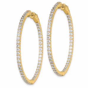 gold overlay sterling silver inside/outside CZ hoops