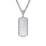 personalized rectangle ID pendant in sterling silver with beaded edge