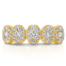 5-oval shape clusters of diamonds fashion ring in yellow gold