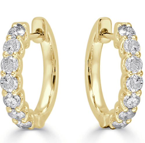 small diamond hugger earrings in yellow gold