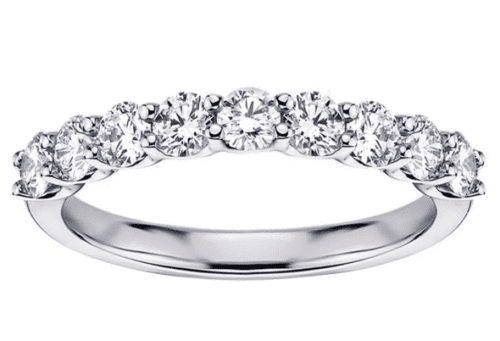 straight row u design diamond band in white gold