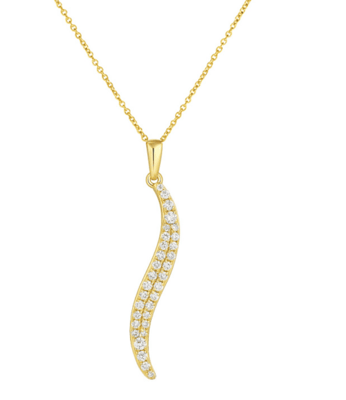 yellow gold diamond swirl shape necklace on chain