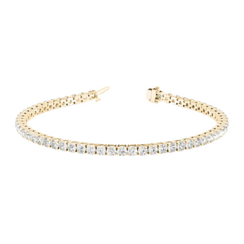lab grown tennis bracelet with round diamonds in yellow gold