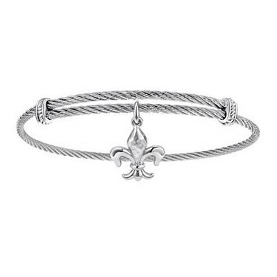 Gabriel & Co. "Soho Collection" Sterling Silver Fleur-de-lis Charm Bracelet-Silver Jewelry