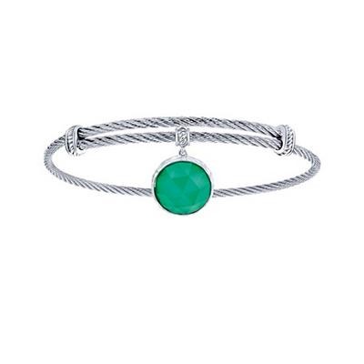 Gabriel & Co. "Soho Collection" Sterling Silver Green Onyx Charm Bracelet-Silver Jewelry