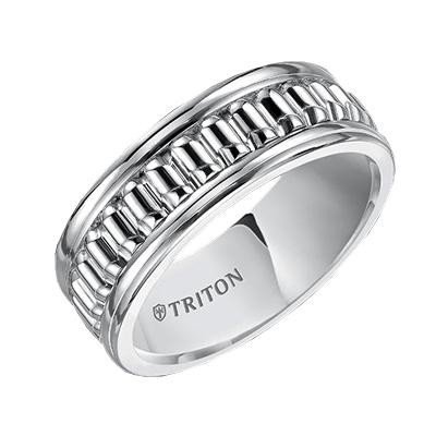Textured Groove Tungsten Wedding Band Brooks Diamonds Triton White Tungsten Band Mens Wedding Bands