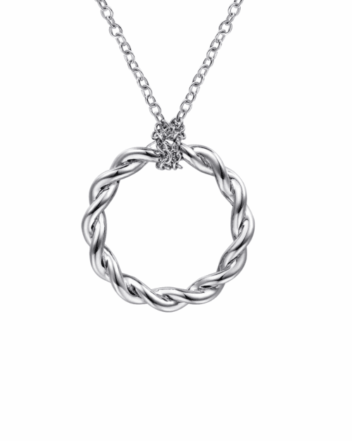 twisted sterling silver circle necklace on chain